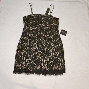 Lulu's Black Lace Mini Dress Spaghetti Straps Size XL NWT